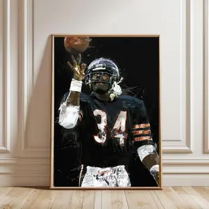 Walter Payton Wall Art ? Chicago BBearss Canvas Print, Game Day Football Decor, Framed Poster Gift for Fan Room, Man Cave, or Office ( Unframed - Print Only )