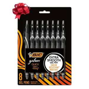 BIC Gelocity Quick Dry Gel Pen – 0.7mm Medium Point, Black Ink | 8 Pack