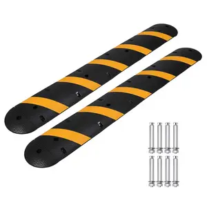 Garvee Set of 2 Speed Bumps Made from Recycled Rubber, 1.8m Each, Industrial Quality for Asphalt, Durable Design for Temporary Use on Driveways, Ideal for Neighborhood Streets