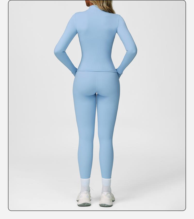 MFVIM Women's Fitness  3-Piece High-Waisted Leggings Top Jacket Gym Yoga Elastic Sports Bra  activewear halter top Set Workout Running Clothes Spring Sportswear Summer Sportswear Sporty Style Outfits