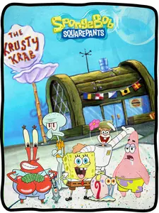 SpongeBob Throw Blanket - SpongeBob Classic Character Group at Krusty Krab Fuzzy Soft Fleece Throw Blanket For Bed Couch 46" X 60"