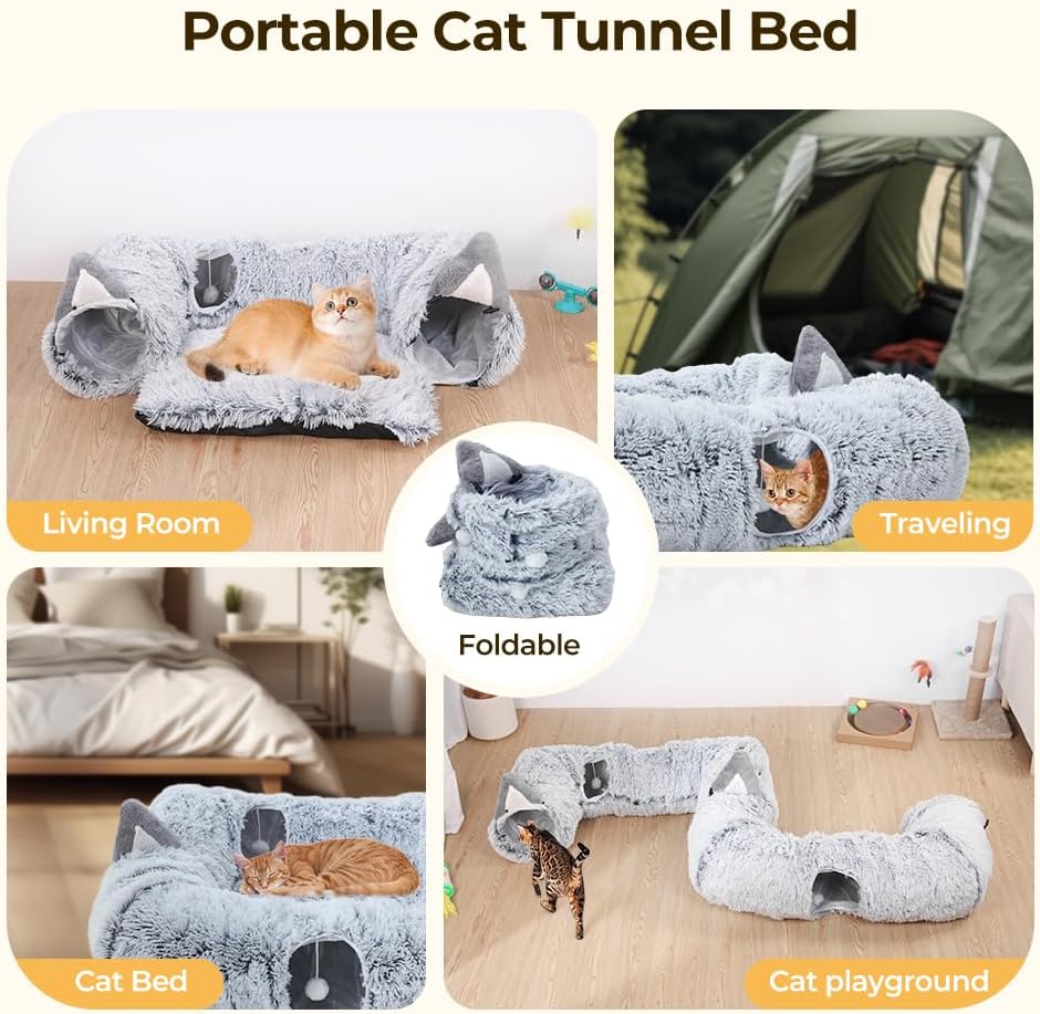 Large Cat Tunnel Bed, Cat Play Tunnel for Small Medium Large Cats Large Cat Tunnel Bed, Cat Play Tunnel for Small Medium Large Cats