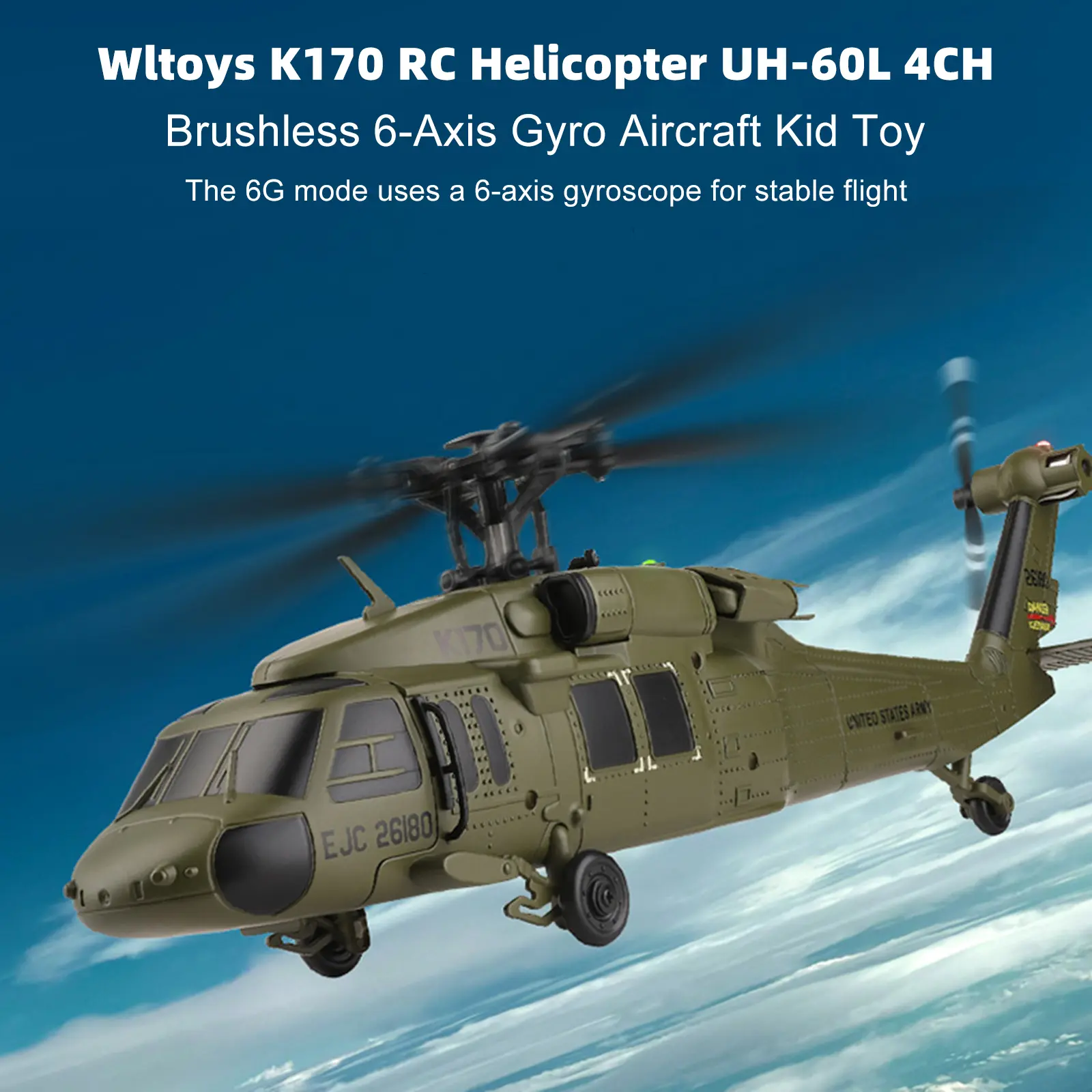 Wltoys K170 RC Helicopter UH-60L 4CH Brushless 6-Axis Gyro Aircraft Kid Toy