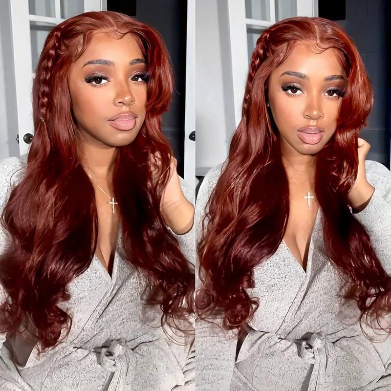 UNice Glueless Reddish Brown Body Wave Wig Byebye Slip Pre-cut 7x5 HD Lace Closure Human Hair Wigs with Bleached Knots Friendly for Beginner