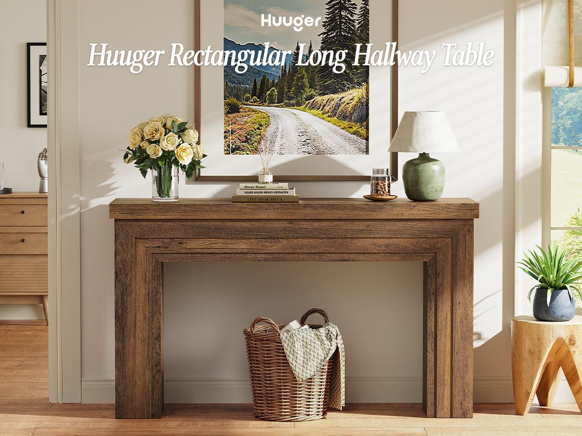 Huuger 54 Inch Entryway Table, Retangular Console Table with Storage, Farmhouse Sofa Table Behind The Couch, Long for Entrance, Hallway, Foyer, Living Room