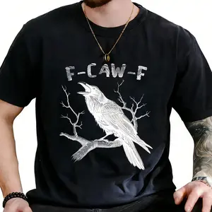 Vintage Inspired F-CAW-F Crow Graphic Tees - Trendy Urban Minimalist Casual Shirts, Retro Stylish Streetwear For Women For Men [180G 100% cotton, lightweight and breathable, soft and comfortable]
