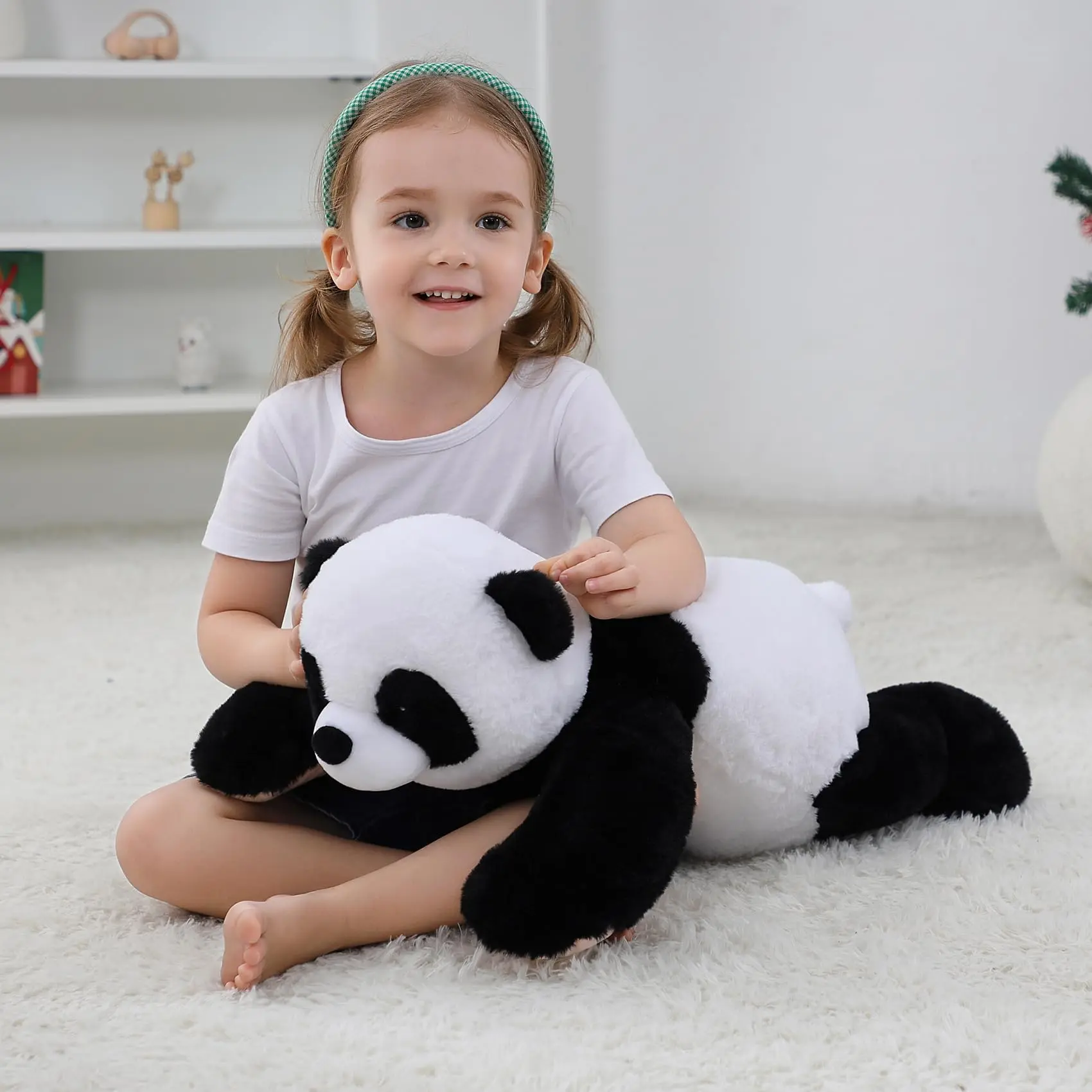 Wepop  5lb Weighted Panda Stuffed Animal, 24in Cuddly Weighted Plush Pillow, Giant Plushie Ideal Gift for Adults & Kids, Giant Plush Stuffed Toys, Stuffed Animals