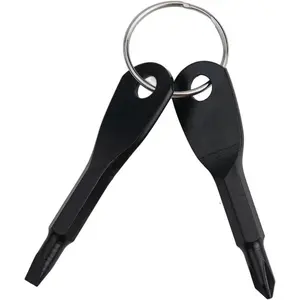 2PCS Portable Multifunction Key Chain Screwdriver Mini Key Shape Travel Kits Outdoor EDC Screwdriver Tool with Key Ring
