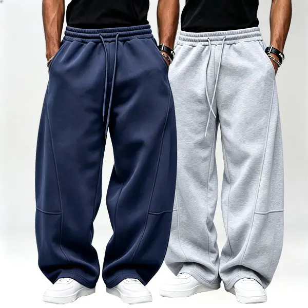 Men’s loose sweatpants available in packs of 1/2/3, elastic drawstring waistband, straight wide-leg athletic pants, sports bottoms, soft, skin-friendly sweatpants, men’s pants, fitness apparel, casual sporty long pants for spring and autumn.