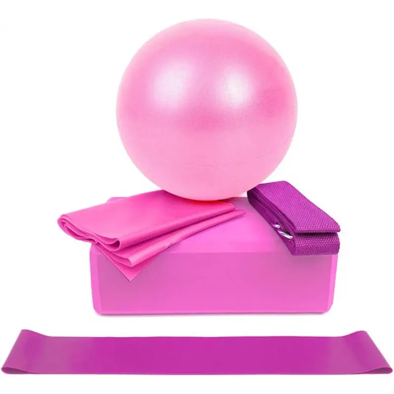5PCS Home Yoga Set Includes Yoga Mat, Yoga Ball, Yoga Block, Stretch Strap And Fitness Resistance Band Home Yoga Equipment