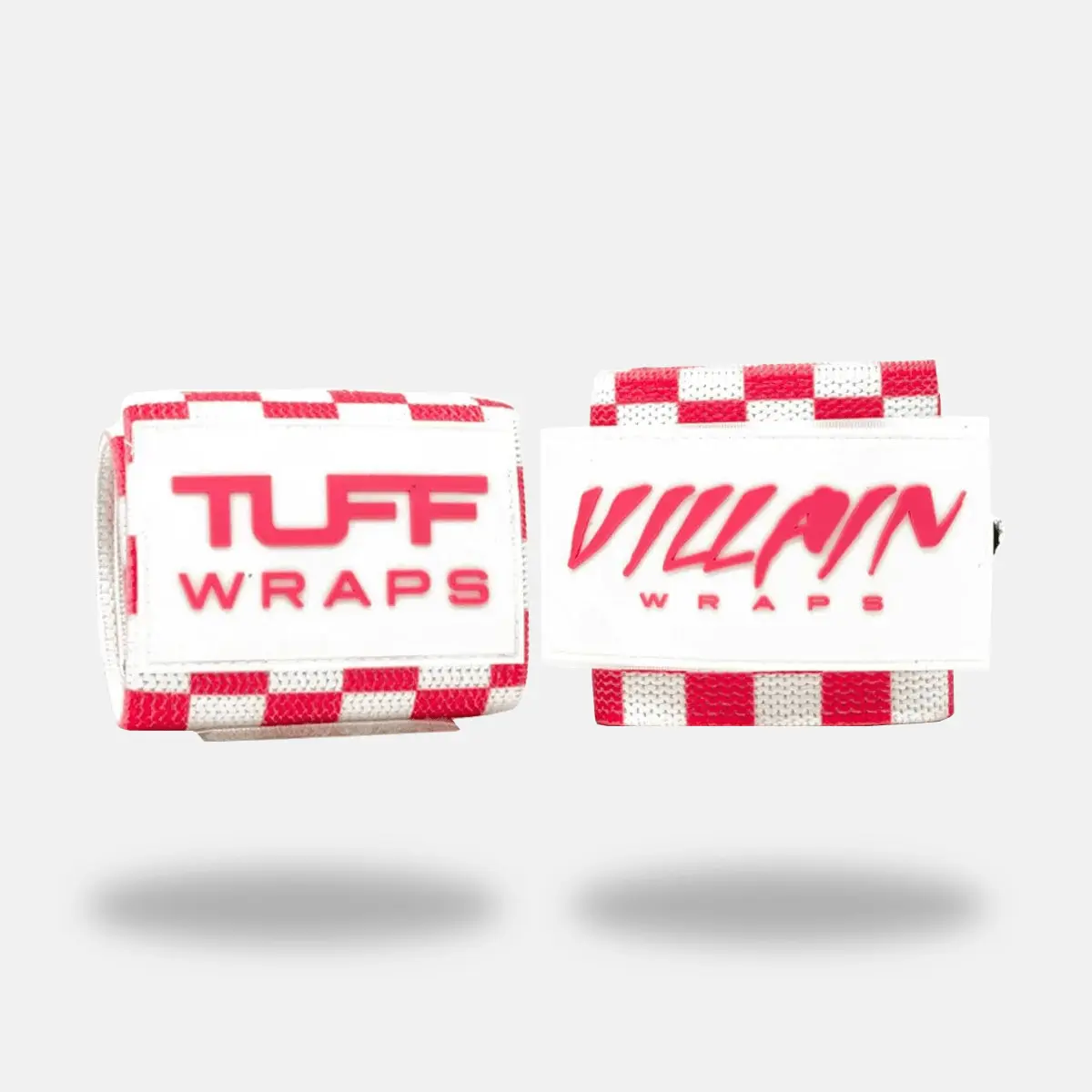 16" Villain Wrist Wraps - Checkerboard (Pink/White)
