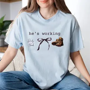 He's Working Blue Collar Tsshirt, Working Hard, Carpenter, Welder, Lineman, Machinist