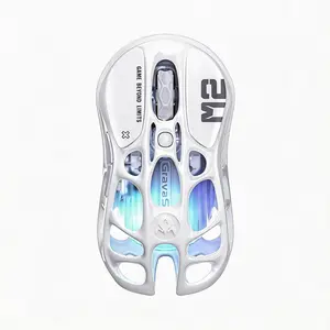 GravaStar Mercury M2 White Wireless Gaming Mouse with 26,000 DPI, PAW3395DM Sensor -79g Lightweight Hollowed-Out Design -5 Programmable Buttons -5 Dynamic Lightsync RGB (White)