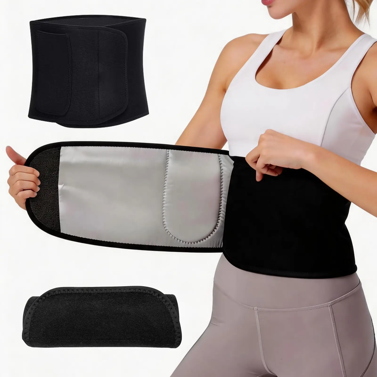 Wide Elastic Waist Trimmer - Unisex One Size Athletic Accessory, Adjustable Sweat Waist Trainer, Elasticity Men's Gym Fitness Accessory