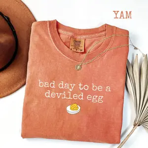 Comfort Colors® Bad Day To Be A Deviled Egg T-Shirt, Vintage Thanksgiving Food Humor Graphic Tee, Retro Friendsgiving Dinner Joke Shirt, Funny Holiday Party T-Shirt, Classic Sarcastic Food Lover Graphic Tee