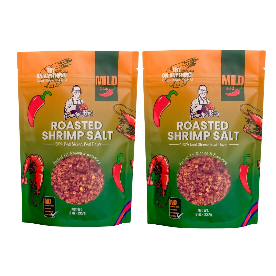 GrandpaKong PREMIUM Roasted Shrimp Salt 2-PACK MILD 100% Real Shrimp Natural Flavor Gluten-Free Cambodian Seasoning for Grilled Seafood & Meats - Spice On Everything