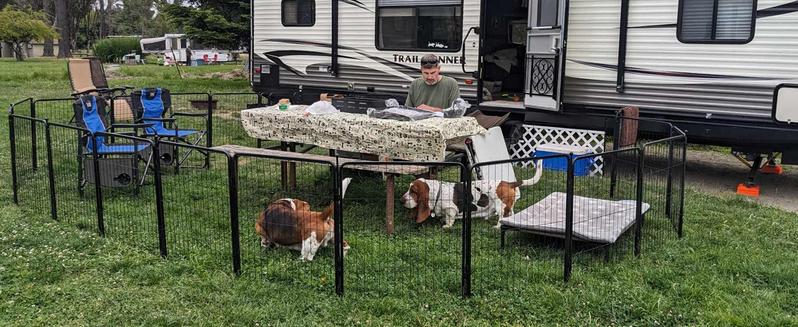 FXW Instant Unleashed Dog Playpen, Portable Pet Fence for Outdoor, RV Trips, and Camping, 24"/32"/40"/45" Height, 8/16 Panels for Small/Medium/Large Dogs