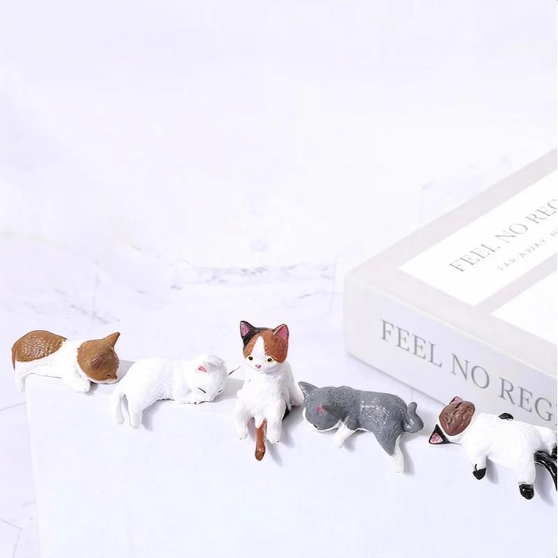 [Free!!ship] BMTWE Mini Cute Cat Ornaments 5 PCS Resin Multi Pose Kitty Desk Ornaments Cartoon Style Decorative Figurines for Desk Computer Home Office School