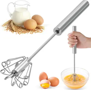 2025 Upgraded Semi-Automatic Stainless Steel Egg Beater – Hand Push Whisk for Baking, Cooking & Stirring – Perfect for Whisking Eggs, Batters & Creams – Effortless Mixing for Quick, Smooth (12In) BUSAR