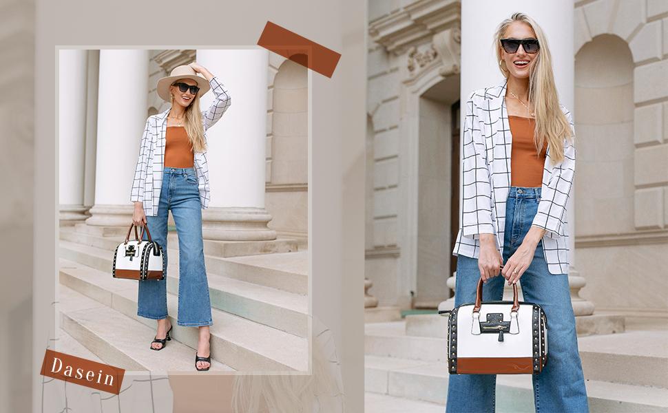 Barrel bags for Women Shiny Patent Faux Leather Handbags simply tote Top Handle purse Rivet Decoration Satchel bags Shoulder bag