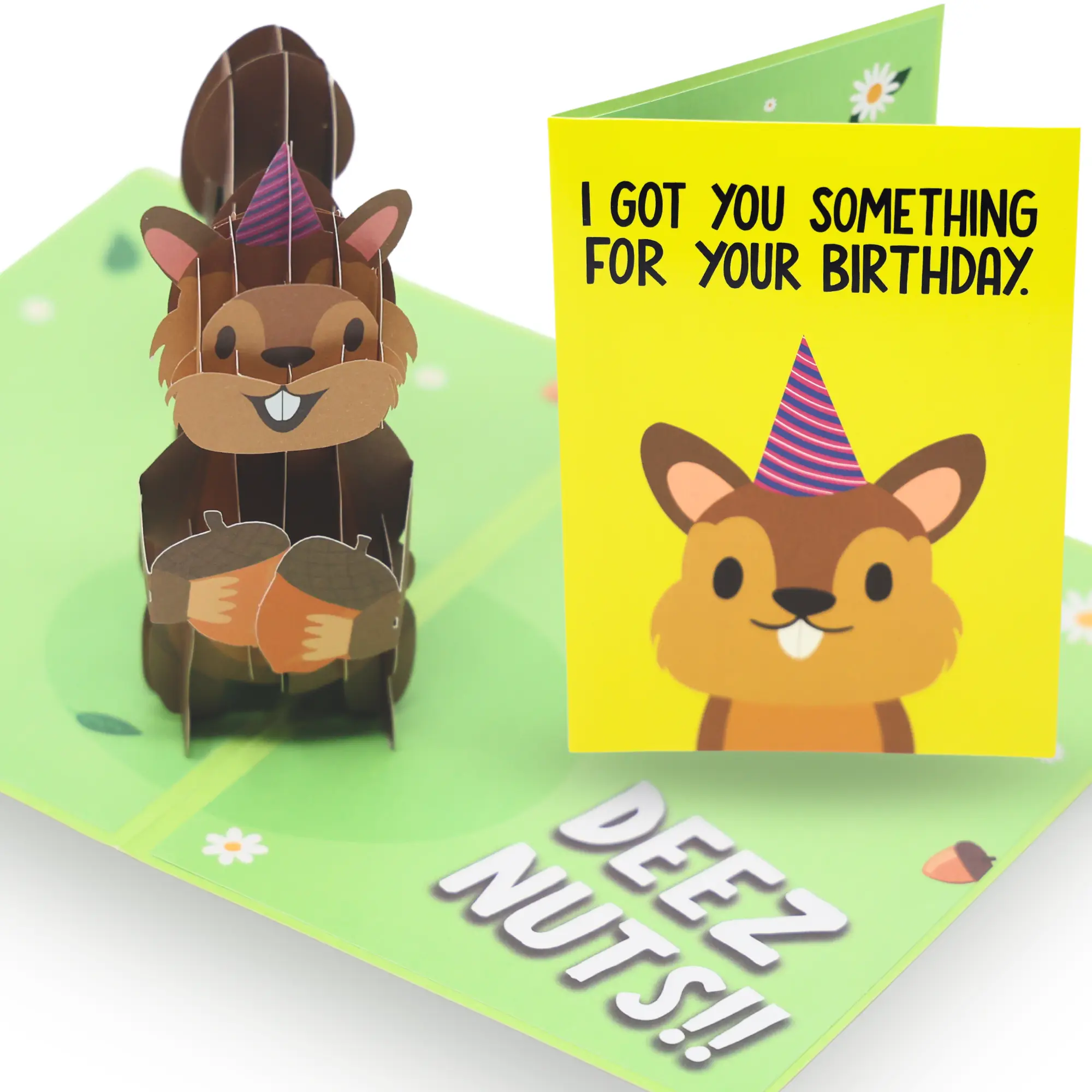 Deez Nuts Squirrel Pop Up Birthday Card | Funny 3D Greeting Card for Men & Women