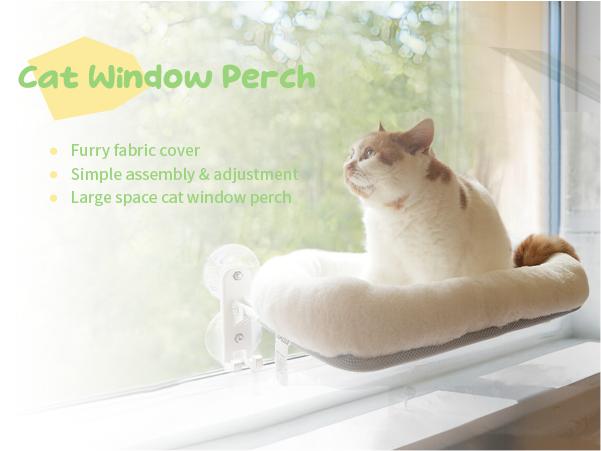 POMESEA Marshmallow Window Perch, Cordless Cat Hammock,Solid Metal Frame, Easy Tool-Free Installation, Patented Hook Design