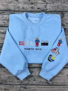 Embroidered Puerto Rico Sweatshirt, Puerto Rico Icons Shirt Hoodie, Island Aesthetic Gift