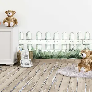 Easy Faux White Picket Fence Removable Wall Decal