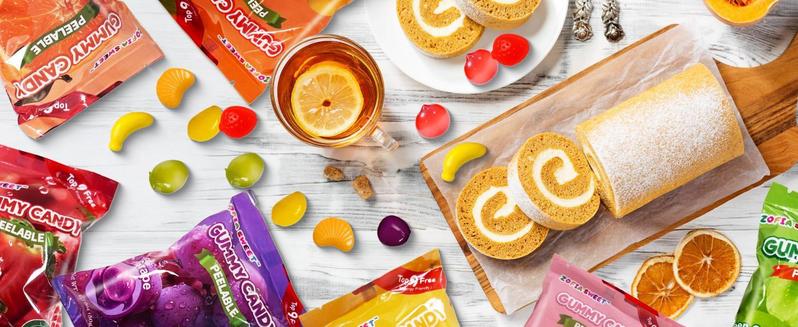 7 Friuts in 7 Packs Assorted Gummy Candies Individually Wrapped, Peelable Fruit-Shaped Gummies Candy made with Real Fruit Juice (≥30%), Chewy Peeling Candy Gummy Snacks Net 350g/12.35oz