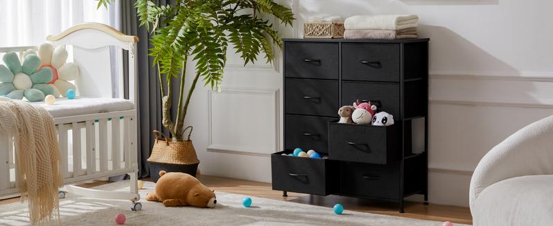 Chest of Drawers with 8 Fabric Drawers, Sideboard with Drawers, Drawer Cabinet for Kitchen, Office, Hallway & TV Cabinet