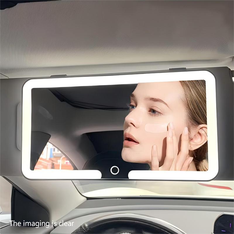 Car LED Makeup Mirror, Rechargeable Car Sun Visor Mirror, Dimmable Touchscreen Auto Vanity Mirror, Vehicle Interior Accessories, Car Accessories, FathersDayGift