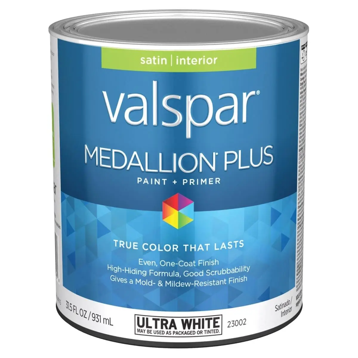 Valspar 1 qt Medallion Plus Acrylic Latex All Purpose Paint & Primer - White, Greenguard Gold Certified, Easy Cleanup, Good Scrubbability, for Exterior Wood and Metal Siding and Trim