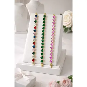 7 1/4” Heart Tennis Bracelet 3 options Multi/Emerald or Pink