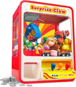 Claw Machine Arcade with LED Light & Adjustable Sound, Rechargable Dispenser Mini Vending Machine  - Perfect Christmas & Birthday Big Gifts