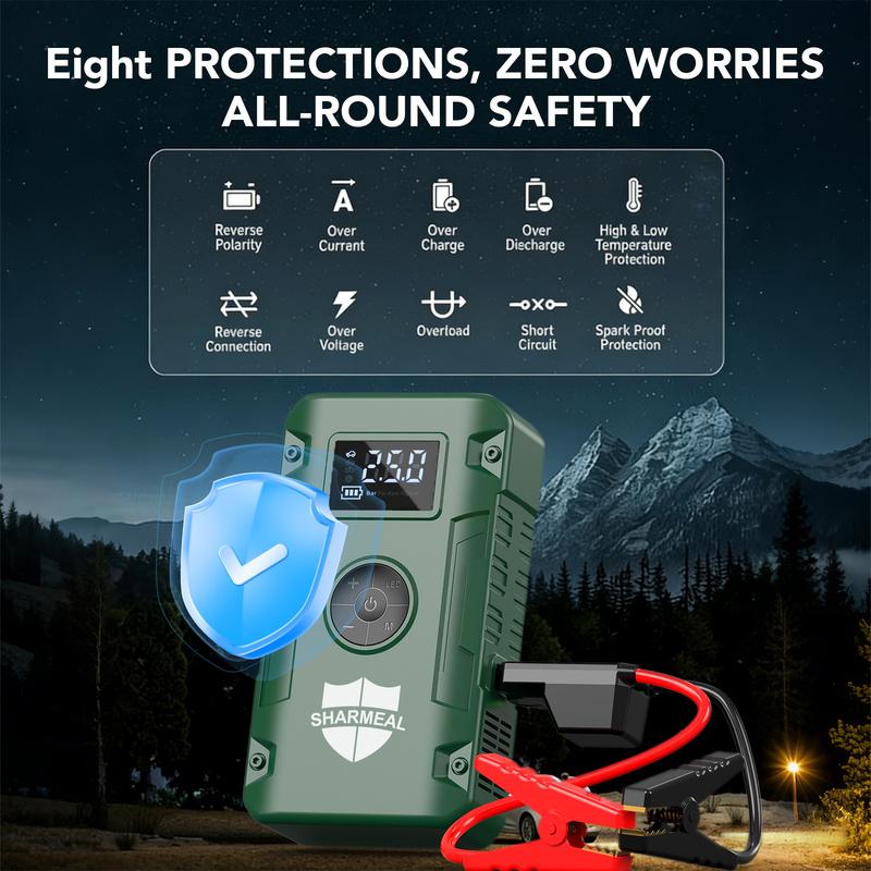 6000A Portable Car Jump Starter with Air Compressor 12VBattery Jump Starter Booster for 10 Gas and up to 9.0LDiesel Vehicles