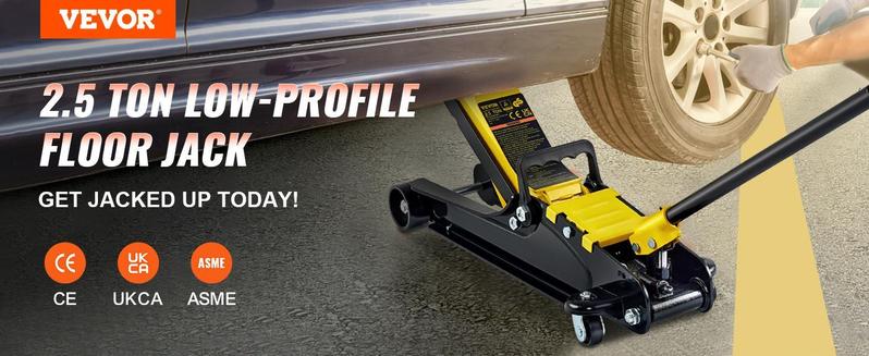 VEVOR Low Profile Floor Jack 2.5 Ton Heavy Steel Single Piston Hydraulic Pump