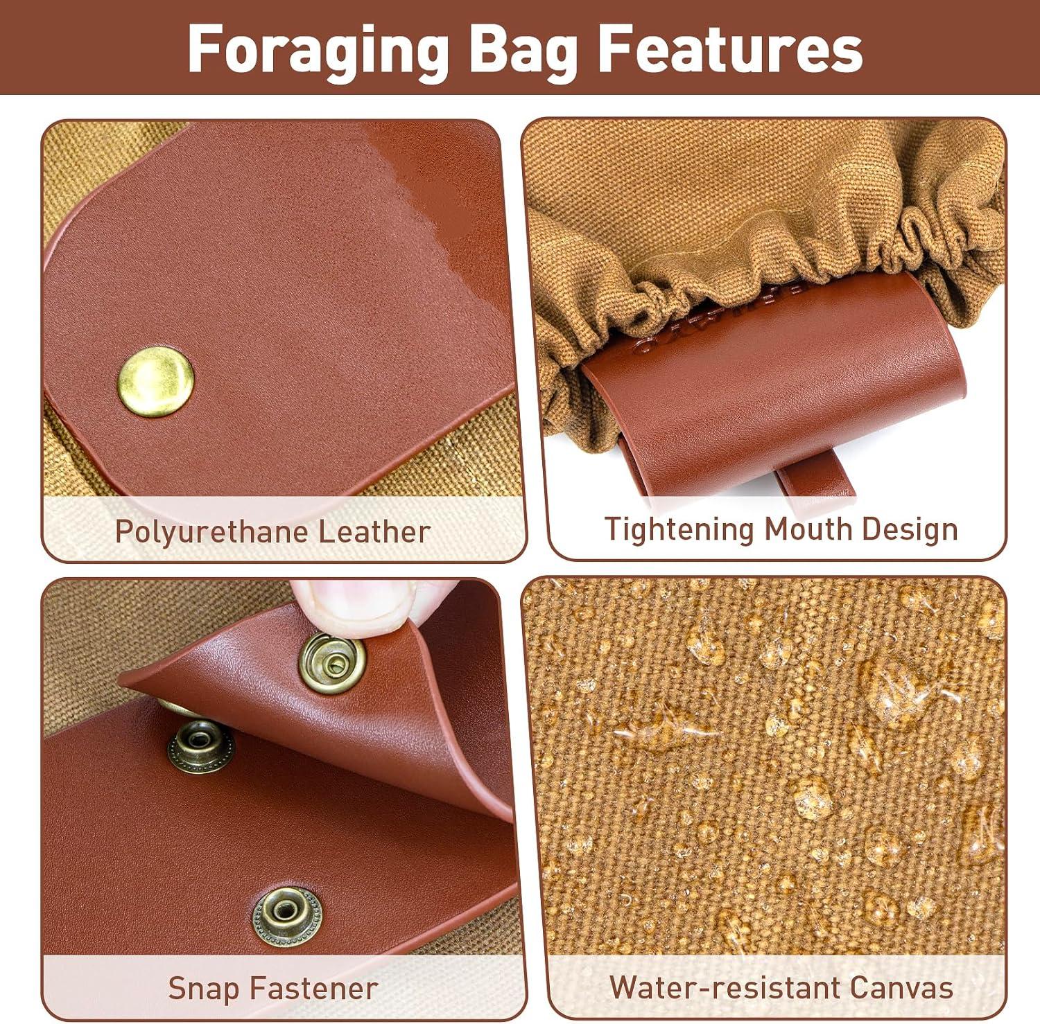 Outdoor Camping Foraging Pouch, Water Resistant, Waxed Canvas, Fruit Picking Bag