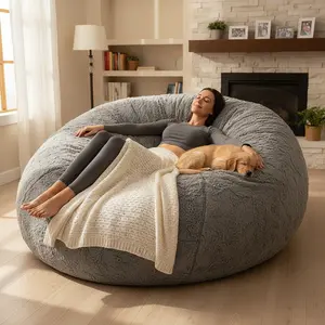 6FT Gaint bean bag Lazy sofa beanbag Chair Ship Free High-Rebound Memory Foam Furniture Flannel Cover Removable