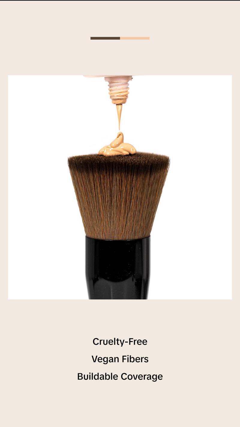 Palladio Flat Kabuki Brush, Professional Makeup Brush for Foundation, Face Blush, Powder, Cream, Contour & Highlight, Synthetic Bristles Provide Buildable Coverage for a Natural Even Looking Finish