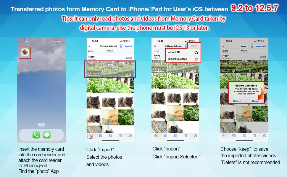 3-in-1 Dual-Slot Card Reader | For iPhone/iPad/Camera | Plug & Play No App Needed