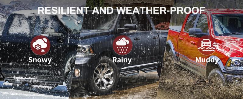 YITAMOTOR Running Boards & Side Steps Compatible with 2007-2018 Chevrolet Silverado GMC Sierra 1500 & 2007-2019 Chevrolet Silverado GMC Sierra 2500HD 3500HD Crew Cab, Black Powder Coated Nerf Bars, Two-Stair for Roof Operation Car Accessories Truck