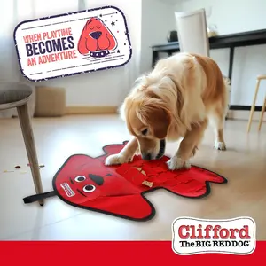 Clifford Snuffle Treat Mat | Dog Snuffle Mat Puzzle Toys for Dogs Mental Stimulation | Durable, Slow Feeding, Squeakers, Soft and Sensory
