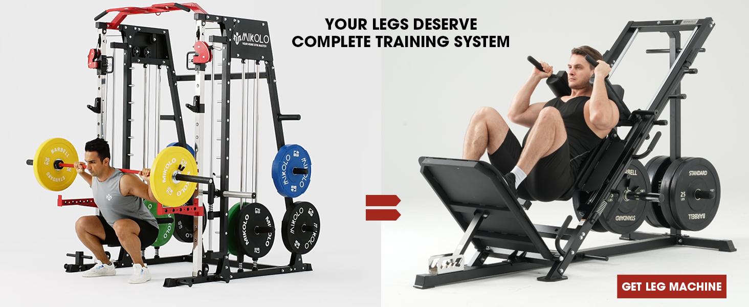 MIKOLO Smith Machine, 2200lbs Squat Rack with LAT-Pull Down System & Cable Crossover Machine, Training Equipment with Leg Hold-Down Attachment Home Gym Station Home Gym AdjustableMIKOLO SpringStatements