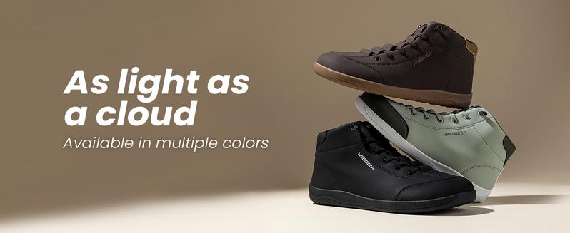 HOBIBEAR Women's & Men's High-Top Barefoot Wide Walking Sneakers Mesh Lined Comfortable Casual Bootie Zero Drop Sole Breathable Durable Microfiber Leather Shoes