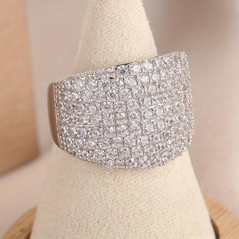 1 Piece Women's Wide Band Statement Ring with Dazzling Synthetic Zirconia Suitable for Proposal Engagement Wedding Daily Party Valentine's Day Christmas Unisex Fashion Accessory