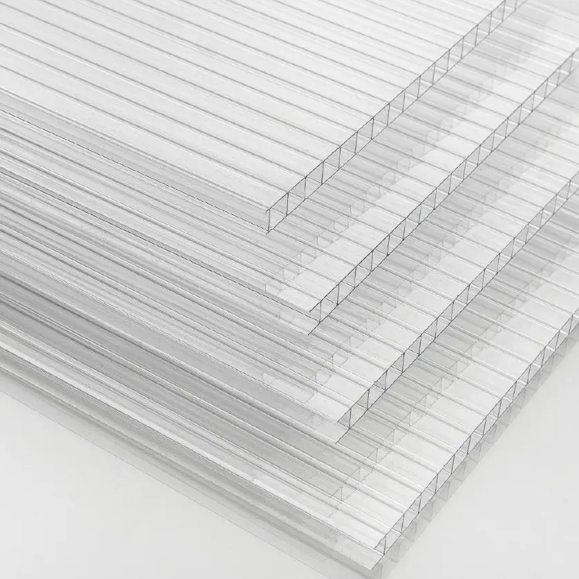 Twin Wall 8mm Polycarbonate Panel, Clear, Strong Impact and Shatterproof, All-Weather Outdoor Greenhouse Covering - 1 Pack - 2' (W) X 4' (L)