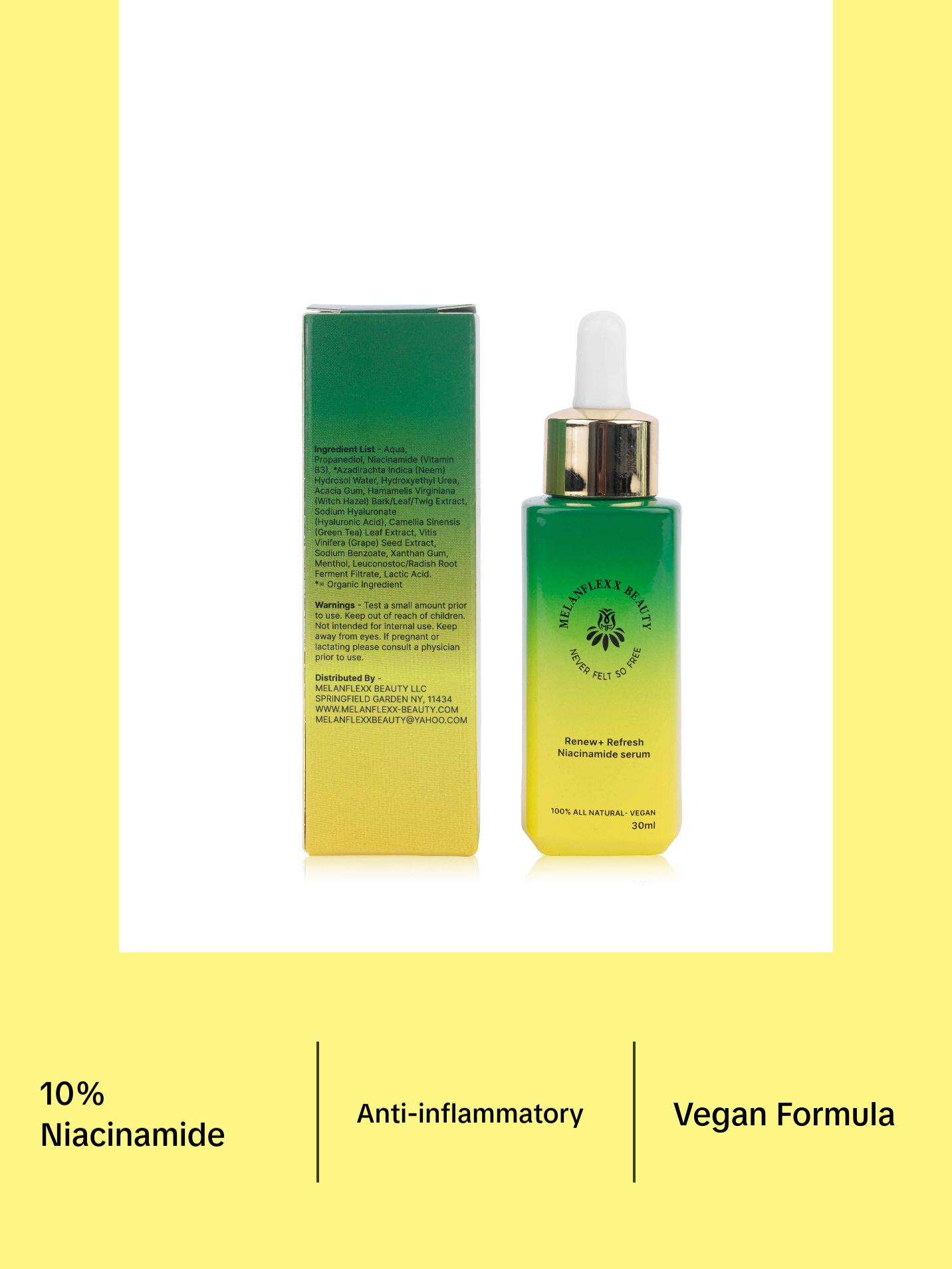 MELANFLEXX BEAUTY NIACINAMIDE SERUM 100% All Natural- Vegan