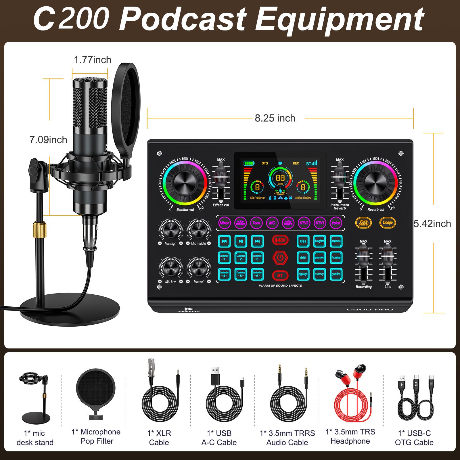Ideanthro C200PRO-P15 Sound Card Mixer, Podcast Bundle Live with XLR Microphone Connector, Professional Chipset, ouch Voice Change for Podcast,Recording,Vocal,Game VoiceOK,#TikTokShopBlackFriday Ideanthro C200PRO-P15 Sound Card Mixer, Podcast Bundle Live with XLR Microphone Connector, Professional Chipset, ouch Voice Change for Podcast,Recording,Vocal,Game VoiceOK,#TikTokShopBlackFriday