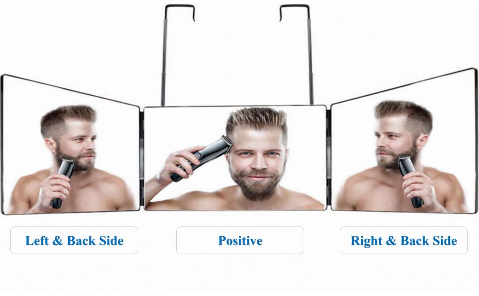 EVE 3 Way Trifold Haircut Mirror 360 Degree Mirror with Adjustable Height for Hair Cutting, Shaving, Dyeing, Styling & Makeup, Lightweight & Portable