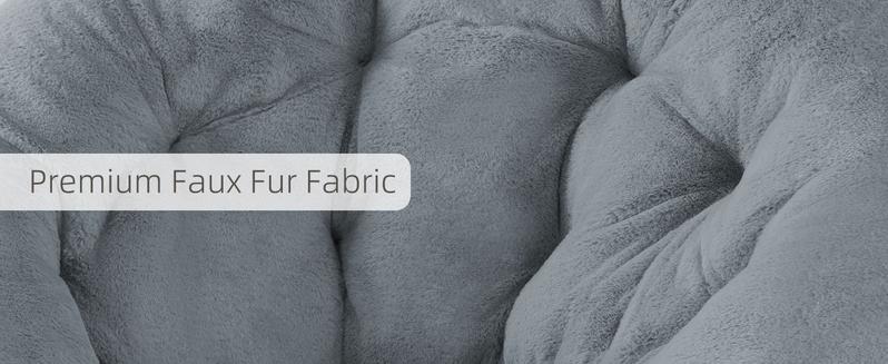 X-Large Faux Fur Saucer Chair Comfy Lounge Chair for Bedroom Living Room, Folding Seat for Teens Adults,Soft Padded and Metal Frame